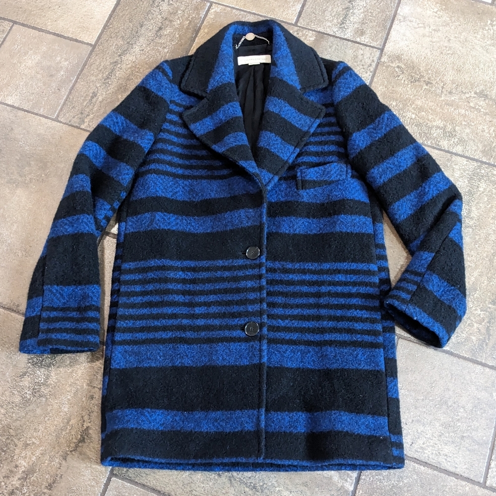 Stella McCartney 100% Wool Dressy Luxurious Coat Size 40 Blue & Black